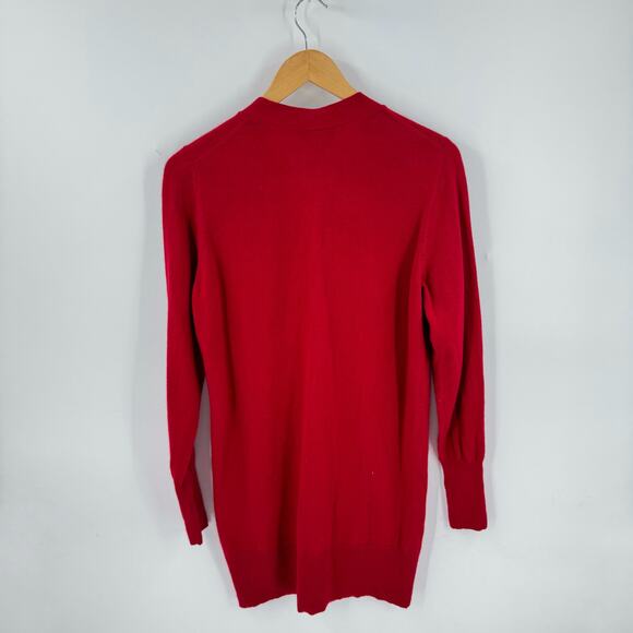 Pure Collection Red 100% Cashmere Long Cardigan Pockets Button Front US 8-10 - Picture 2 of 6
